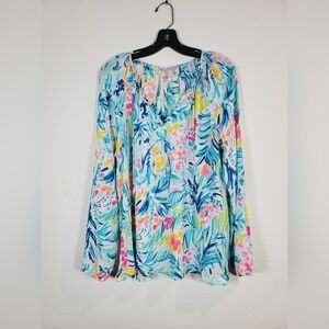 Lily Pulitzer Colorful Floral Blouse, Size Large